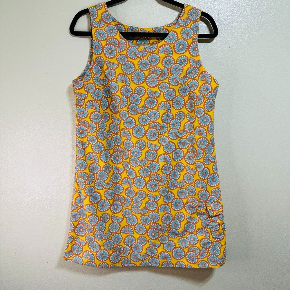 Sahalie Women's BOHO Sleeveless Nylon Dress Size M Cargo Pocket Daisy Design